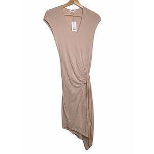 butter yellow asymmetrical dress helmut lang twisted long sleeve shirt main image 0